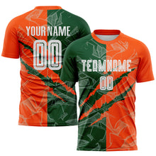 Charger l&#39;image dans la galerie, Custom Graffiti Pattern Green-Orange Scratch Sublimation Soccer Uniform Jersey
