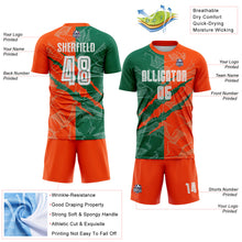 Charger l&#39;image dans la galerie, Custom Graffiti Pattern Kelly Green-Orange Scratch Sublimation Soccer Uniform Jersey
