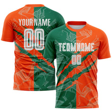 Charger l&#39;image dans la galerie, Custom Graffiti Pattern Kelly Green-Orange Scratch Sublimation Soccer Uniform Jersey
