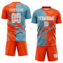 Charger l&#39;image dans la galerie, Custom Graffiti Pattern Shadow Blue-Orange Scratch Sublimation Soccer Uniform Jersey
