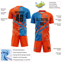 Load image into Gallery viewer, Custom Graffiti Pattern Black Blue-Orange Scratch Sublimation Soccer Uniform Jersey
