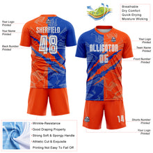 Charger l&#39;image dans la galerie, Custom Graffiti Pattern Thunder Blue-Orange Scratch Sublimation Soccer Uniform Jersey
