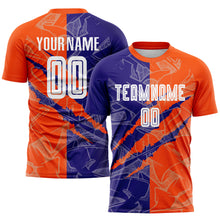 Charger l&#39;image dans la galerie, Custom Graffiti Pattern Dark Purple-Orange Scratch Sublimation Soccer Uniform Jersey
