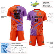 Charger l&#39;image dans la galerie, Custom Graffiti Pattern Black Medium Purple-Orange Scratch Sublimation Soccer Uniform Jersey
