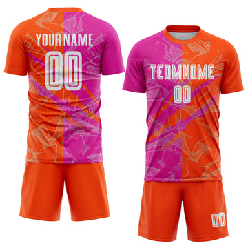 Custom Graffiti Pattern Deep Pink-Orange Scratch Sublimation Soccer Uniform Jersey