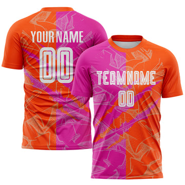 Custom Graffiti Pattern Deep Pink-Orange Scratch Sublimation Soccer Uniform Jersey