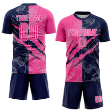 Charger l&#39;image dans la galerie, Custom Graffiti Pattern Pink-Navy Scratch Sublimation Soccer Uniform Jersey
