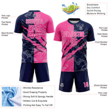 Charger l&#39;image dans la galerie, Custom Graffiti Pattern Pink-Navy Scratch Sublimation Soccer Uniform Jersey
