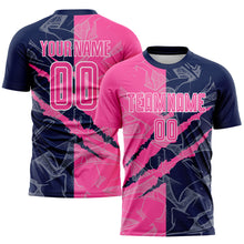 Charger l&#39;image dans la galerie, Custom Graffiti Pattern Pink-Navy Scratch Sublimation Soccer Uniform Jersey
