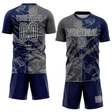 Charger l&#39;image dans la galerie, Custom Graffiti Pattern Steel Gray-Navy Scratch Sublimation Soccer Uniform Jersey
