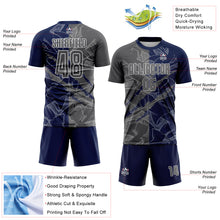 Charger l&#39;image dans la galerie, Custom Graffiti Pattern Steel Gray-Navy Scratch Sublimation Soccer Uniform Jersey
