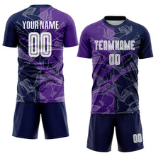 Charger l&#39;image dans la galerie, Custom Graffiti Pattern Purple-Navy Scratch Sublimation Soccer Uniform Jersey
