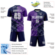 Charger l&#39;image dans la galerie, Custom Graffiti Pattern Purple-Navy Scratch Sublimation Soccer Uniform Jersey
