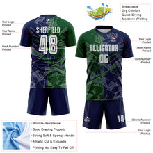 Charger l&#39;image dans la galerie, Custom Graffiti Pattern Green-Navy Scratch Sublimation Soccer Uniform Jersey
