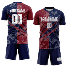 Charger l&#39;image dans la galerie, Custom Graffiti Pattern Crimson-Navy Scratch Sublimation Soccer Uniform Jersey
