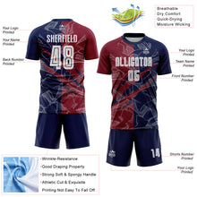 Charger l&#39;image dans la galerie, Custom Graffiti Pattern Crimson-Navy Scratch Sublimation Soccer Uniform Jersey
