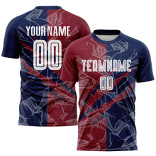 Charger l&#39;image dans la galerie, Custom Graffiti Pattern Crimson-Navy Scratch Sublimation Soccer Uniform Jersey
