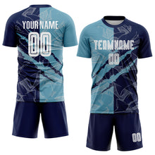 Charger l&#39;image dans la galerie, Custom Graffiti Pattern Shadow Blue-Navy Scratch Sublimation Soccer Uniform Jersey
