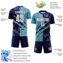 Charger l&#39;image dans la galerie, Custom Graffiti Pattern Shadow Blue-Navy Scratch Sublimation Soccer Uniform Jersey
