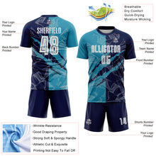 Charger l&#39;image dans la galerie, Custom Graffiti Pattern Panther Blue-Navy Scratch Sublimation Soccer Uniform Jersey
