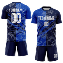 Charger l&#39;image dans la galerie, Custom Graffiti Pattern Thunder Blue-Navy Scratch Sublimation Soccer Uniform Jersey
