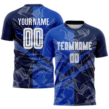 Charger l&#39;image dans la galerie, Custom Graffiti Pattern Thunder Blue-Navy Scratch Sublimation Soccer Uniform Jersey
