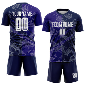 Custom Graffiti Pattern Dark Purple-Navy Scratch Sublimation Soccer Uniform Jersey