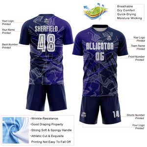 Custom Graffiti Pattern Dark Purple-Navy Scratch Sublimation Soccer Uniform Jersey