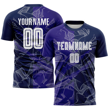 Custom Graffiti Pattern Dark Purple-Navy Scratch Sublimation Soccer Uniform Jersey