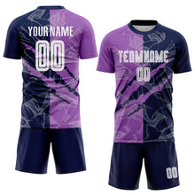 Charger l&#39;image dans la galerie, Custom Graffiti Pattern Medium Purple-Navy Scratch Sublimation Soccer Uniform Jersey
