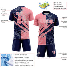 Charger l&#39;image dans la galerie, Custom Graffiti Pattern Medium Pink-Navy Scratch Sublimation Soccer Uniform Jersey
