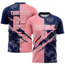 Charger l&#39;image dans la galerie, Custom Graffiti Pattern Medium Pink-Navy Scratch Sublimation Soccer Uniform Jersey
