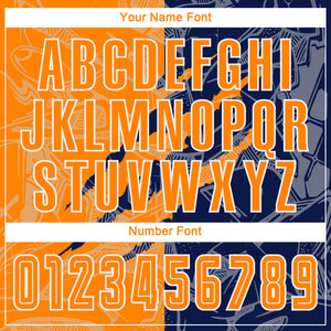 Custom Graffiti Pattern Bay Orange-Navy Scratch Sublimation Soccer Uniform Jersey