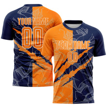 Load image into Gallery viewer, Custom Graffiti Pattern Bay Orange-Navy Scratch Sublimation Soccer Uniform Jersey
