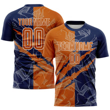 Charger l&#39;image dans la galerie, Custom Graffiti Pattern Texas Orange-Navy Scratch Sublimation Soccer Uniform Jersey
