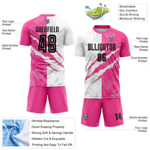 Custom Graffiti Pattern Black-Pink Scratch Sublimation Soccer Uniform Jersey