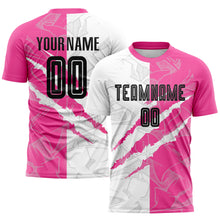 Charger l&#39;image dans la galerie, Custom Graffiti Pattern Black-Pink Scratch Sublimation Soccer Uniform Jersey
