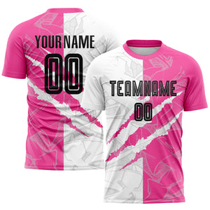 Custom Graffiti Pattern Black-Pink Scratch Sublimation Soccer Uniform Jersey