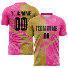 Charger l&#39;image dans la galerie, Custom Graffiti Pattern Black Old Gold-Pink Scratch Sublimation Soccer Uniform Jersey
