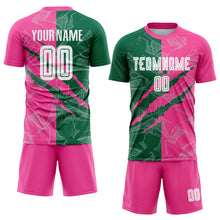 Load image into Gallery viewer, Custom Graffiti Pattern Kelly Green-Pink Scratch Sublimation Soccer Uniform Jersey
