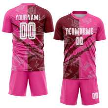 Charger l&#39;image dans la galerie, Custom Graffiti Pattern Crimson-Pink Scratch Sublimation Soccer Uniform Jersey
