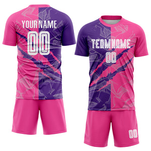 Custom Graffiti Pattern Purple-Pink Scratch Sublimation Soccer Uniform Jersey