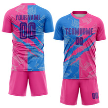 Load image into Gallery viewer, Custom Graffiti Pattern Purple Powder Blue-Pink Scratch Sublimation Soccer Uniform Jersey
