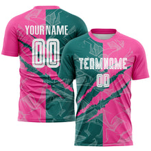 Charger l&#39;image dans la galerie, Custom Graffiti Pattern Teal-Pink Scratch Sublimation Soccer Uniform Jersey
