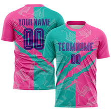 Load image into Gallery viewer, Custom Graffiti Pattern Purple Teal-Pink Scratch Sublimation Soccer Uniform Jersey
