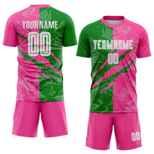 Load image into Gallery viewer, Custom Graffiti Pattern Grass Green-Pink Scratch Sublimation Soccer Uniform Jersey
