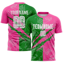 Load image into Gallery viewer, Custom Graffiti Pattern Grass Green-Pink Scratch Sublimation Soccer Uniform Jersey
