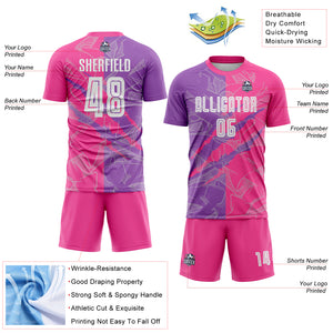 Custom Graffiti Pattern Medium Purple-Pink Scratch Sublimation Soccer Uniform Jersey