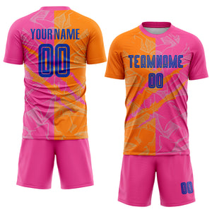 Custom Graffiti Pattern Royal Bay Orange-Pink Scratch Sublimation Soccer Uniform Jersey