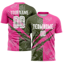 Charger l&#39;image dans la galerie, Custom Graffiti Pattern Olive-Pink Scratch Sublimation Soccer Uniform Jersey
